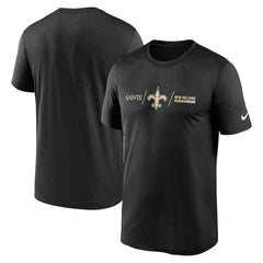Nike New Orleans Saints Horizontal Lockup Legend Performance T-Shirt Black