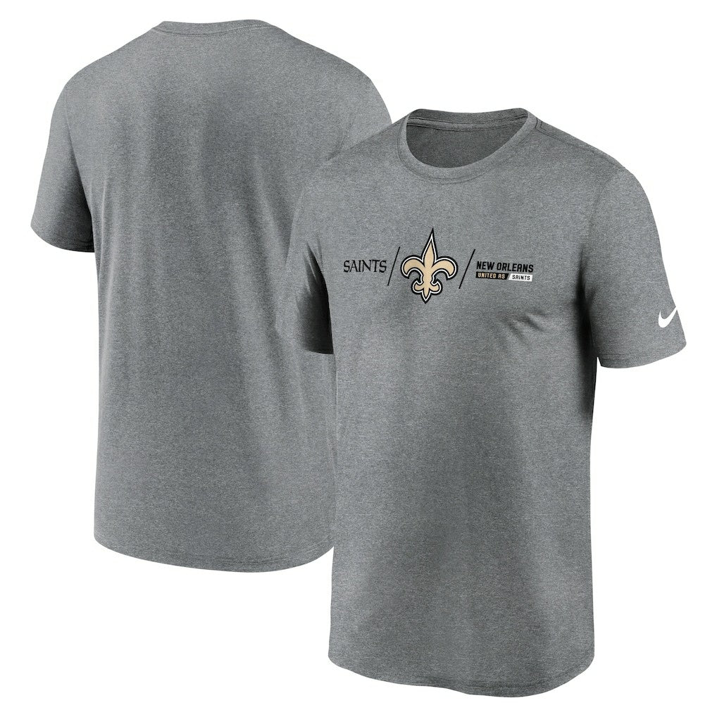 Nike New Orleans Saints Horizontal Lockup Legend Performance T-Shirt Heathered Charcoal
