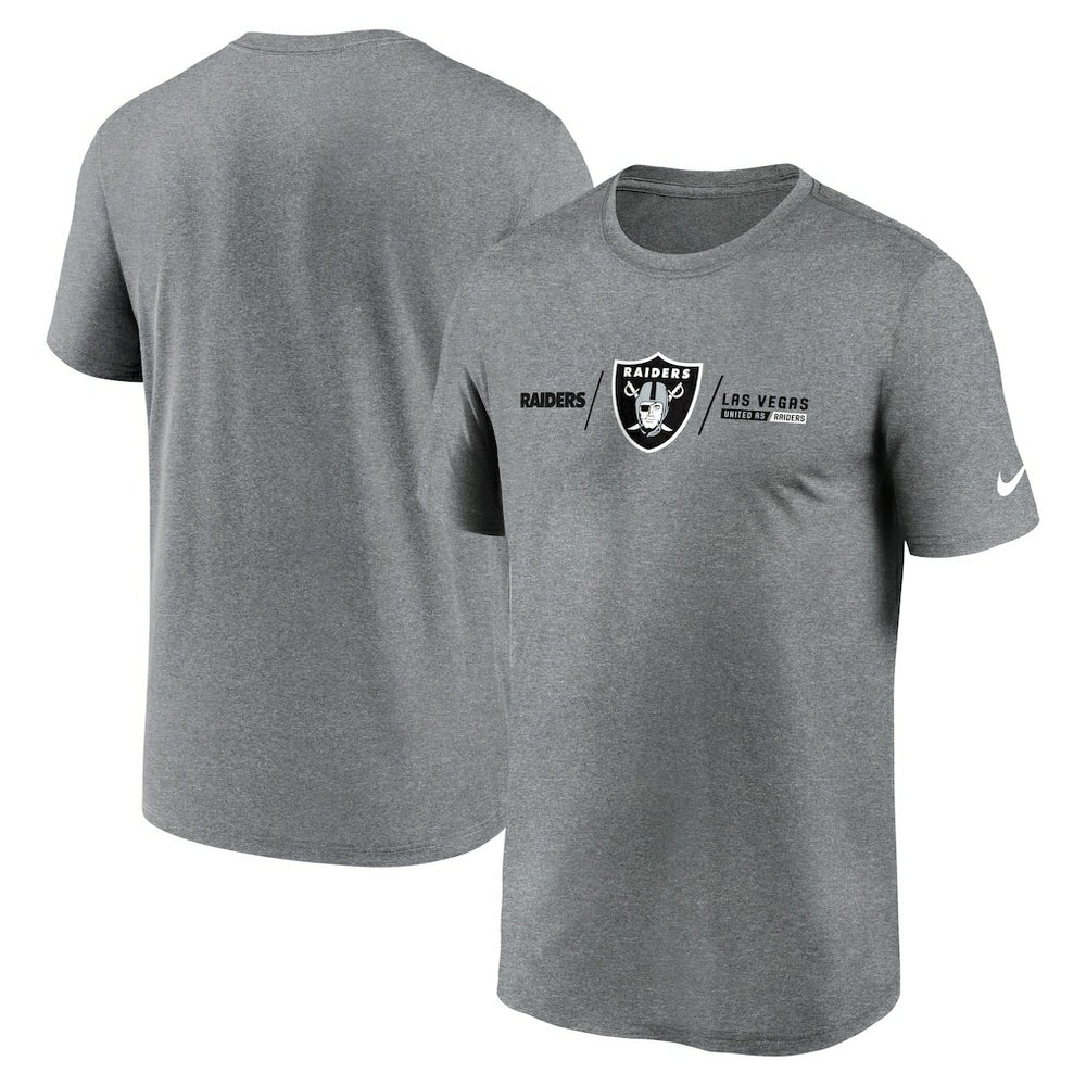 Nike Las Vegas Raiders Horizontal Lockup Legend Performance T-Shirt Heather Charcoal