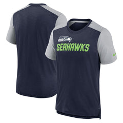 Nike Seattle Seahawks Color Block Team Name T-Shirt Heathered College Navy/Heathered Gray