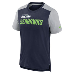 Nike Seattle Seahawks Color Block Team Name T-Shirt Heathered College Navy/Heathered Gray