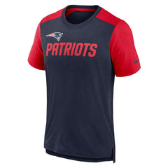 Nike New England Patriots Color Block Team Name T-Shirt Heathered Navy/Heathered Red