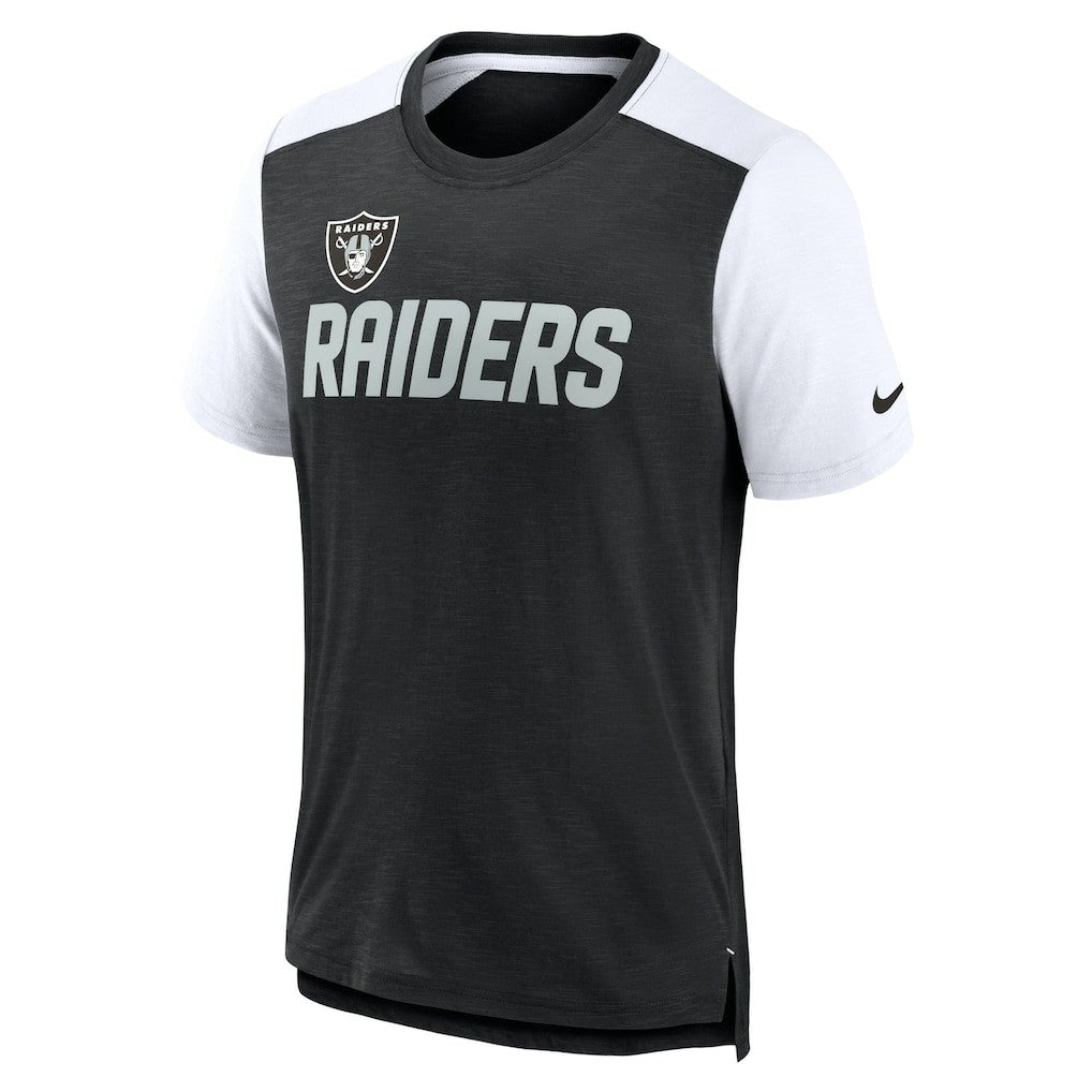 Nike Las Vegas Raiders Color Block Team Name T-Shirt Heathered Black/White