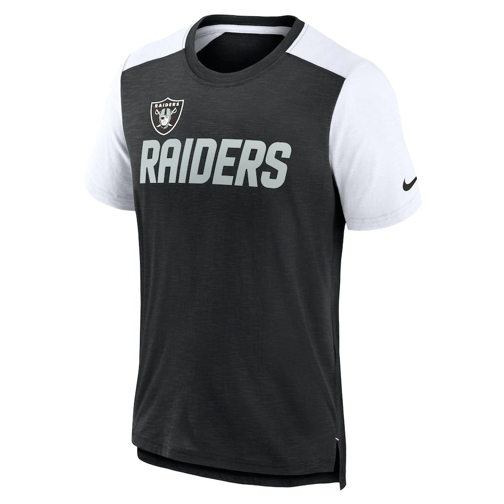 Nike Las Vegas Raiders Color Block Team Name T-Shirt Heathered Black/White