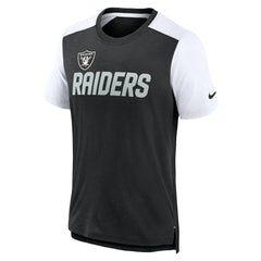 Nike Las Vegas Raiders Color Block Team Name T-Shirt Heathered Black/White