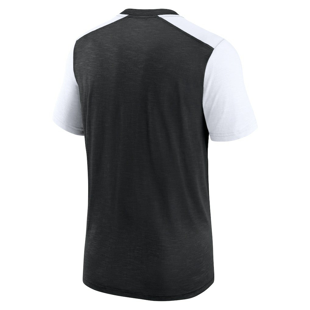 Nike Las Vegas Raiders Color Block Team Name T-Shirt Heathered Black/White