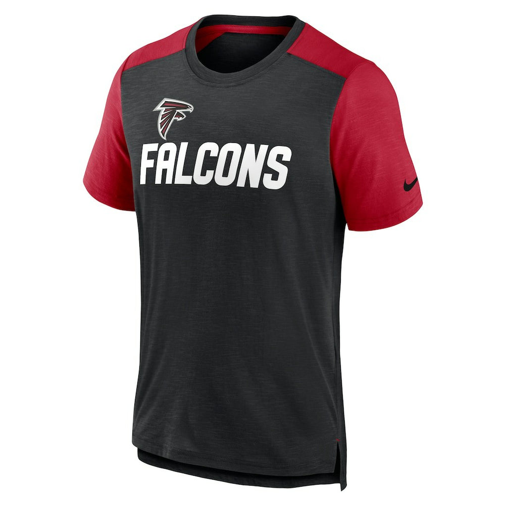 Nike Atlanta Falcons Color Block Team Name T-Shirt Heathered Black/Heathered Red
