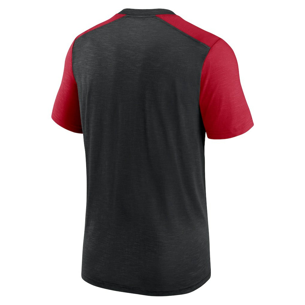 Nike Atlanta Falcons Color Block Team Name T-Shirt Heathered Black/Heathered Red