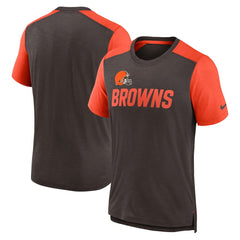 Nike Cleveland Browns Color Block Team Name T-Shirt Heathered Brown/Heathered Orange