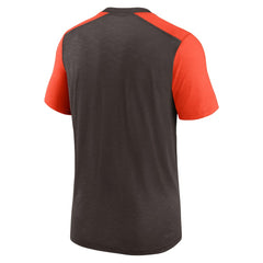Nike Cleveland Browns Color Block Team Name T-Shirt Heathered Brown/Heathered Orange