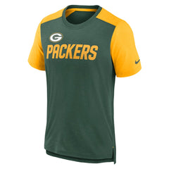 Nike Green Bay Packers Color Block Team Name T-Shirt Heathered Green/Heathered Gold