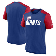 Nike New York Giants Color Block Team Name T-Shirt Heathered Royal/Heathered Red