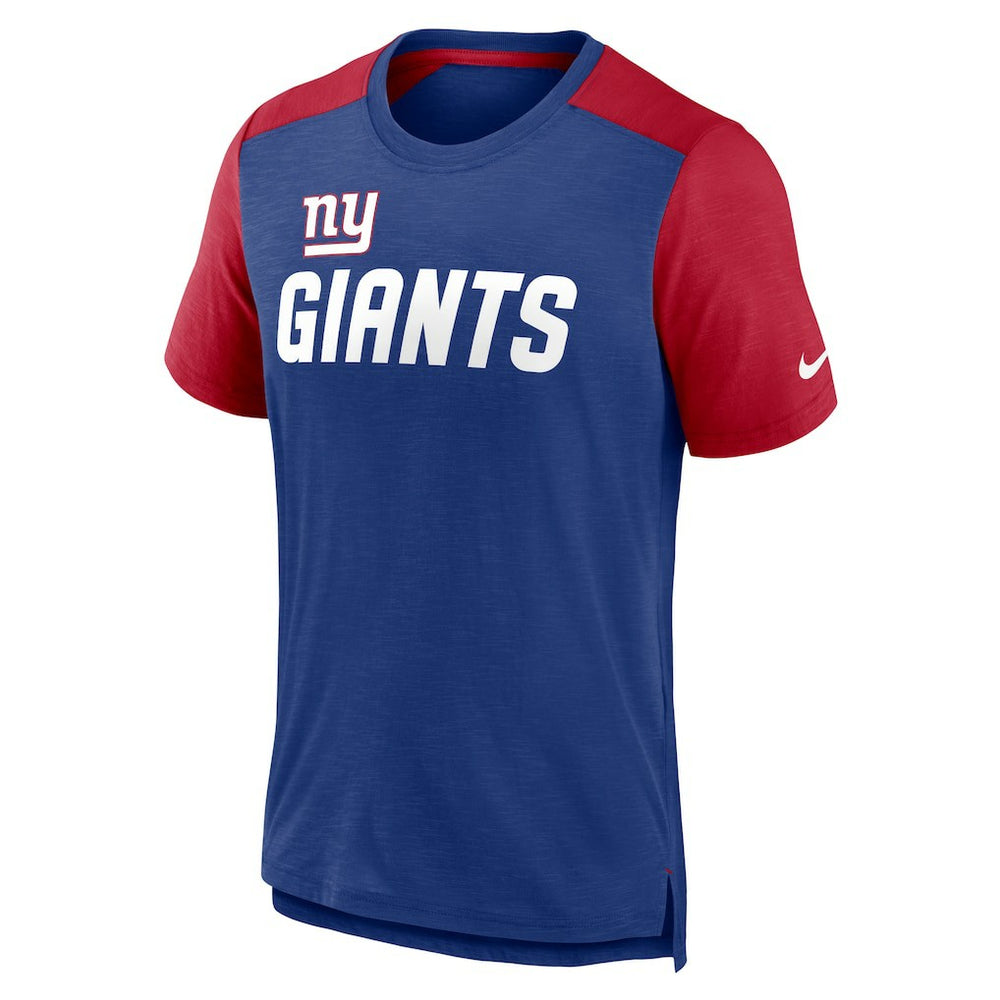 Nike New York Giants Color Block Team Name T-Shirt Heathered Royal/Heathered Red