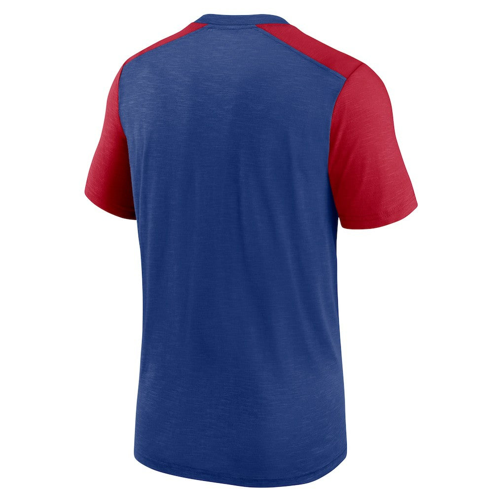 Nike New York Giants Color Block Team Name T-Shirt Heathered Royal/Heathered Red