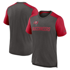 Nike Tampa Bay Buccaneers Color Block Team Name T-Shirt Heathered Pewter/Heathered Red