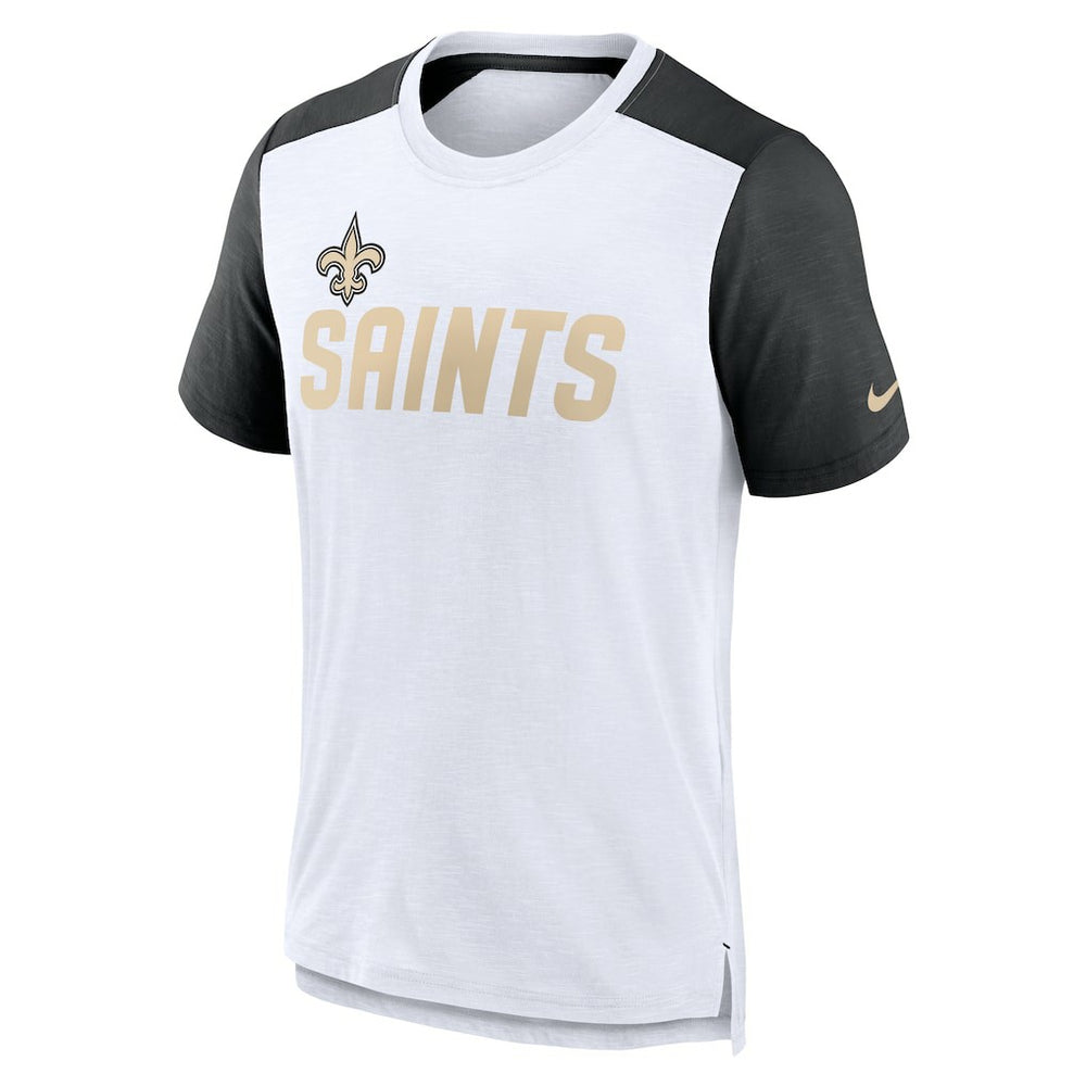 Nike New Orleans Saints Color Block Team Name T-Shirt White/Heathered Black