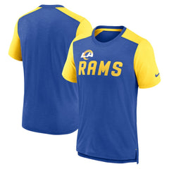 Nike Los Angeles Rams Color Block Team Name T-Shirt Heathered Royal/Heathered Gold
