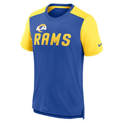 Nike Los Angeles Rams Color Block Team Name T-Shirt Heathered Royal/Heathered Gold