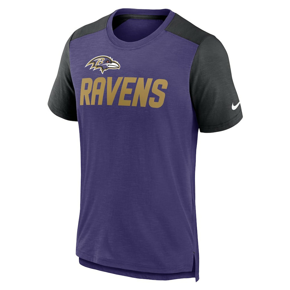 Nike Baltimore Ravens Color Block Team Name T-Shirt Heathered Purple/Heathered Black