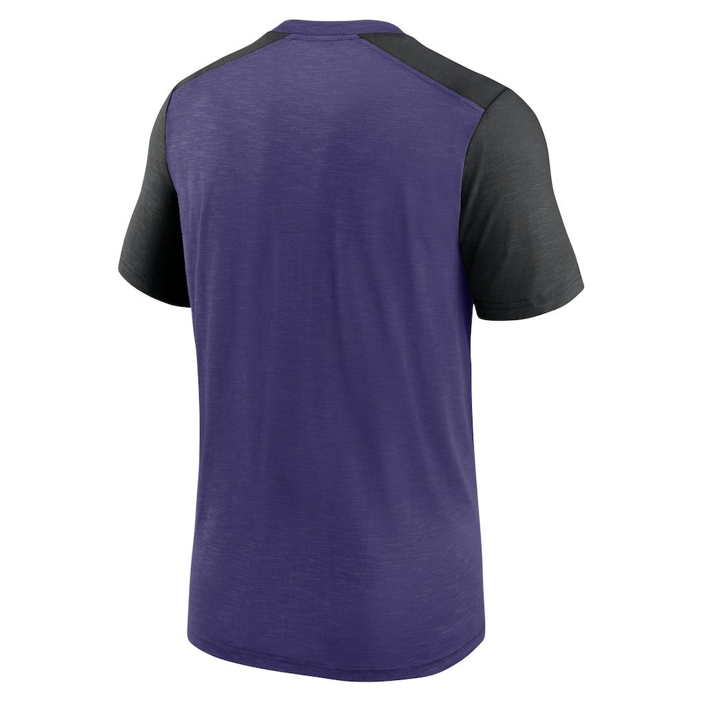 Nike Baltimore Ravens Color Block Team Name T-Shirt Heathered Purple/Heathered Black