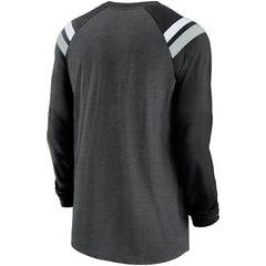 Nike Las Vegas Raiders Tri-Blend Raglan Athletic Long Sleeve Fashion T-Shirt Heathered Charcoal/Black