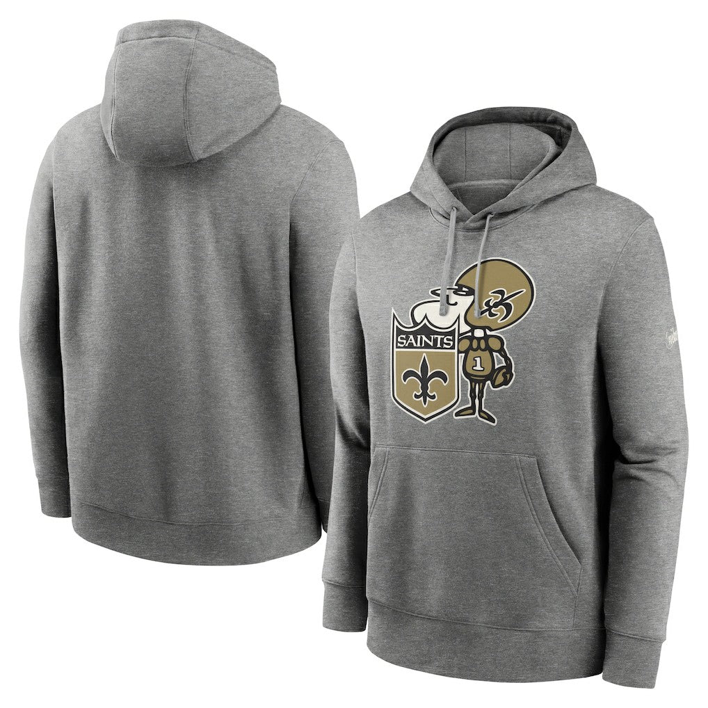 Nike New Orleans Saints Rewind Club Fleece Pullover Hoodie Heathered Gray