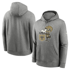 Nike New Orleans Saints Rewind Club Fleece Pullover Hoodie Heathered Gray