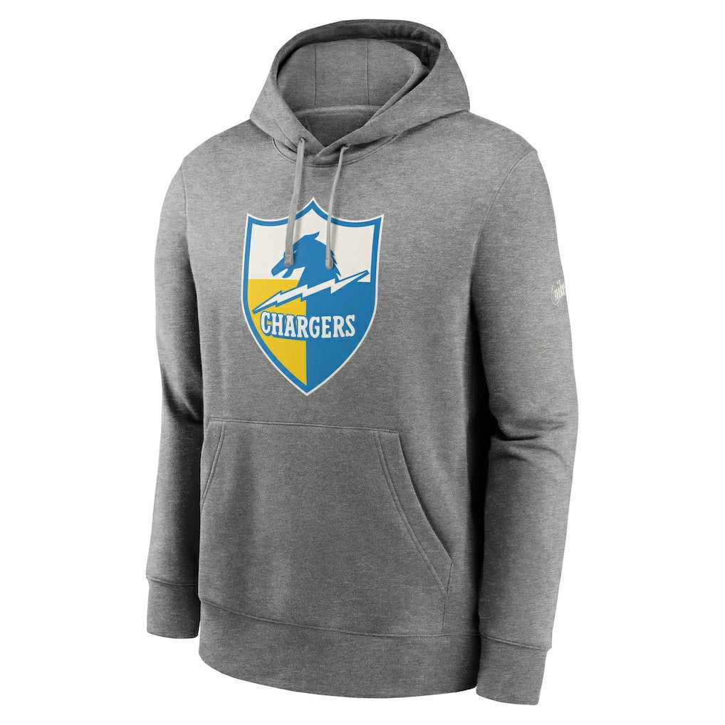 Nike Los Angeles Chargers Rewind Club Fleece Pullover Hoodie Heathered Gray