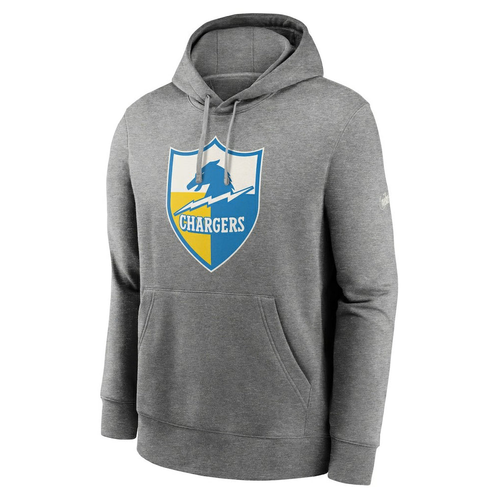 Nike Los Angeles Chargers Rewind Club Fleece Pullover Hoodie Heathered Gray