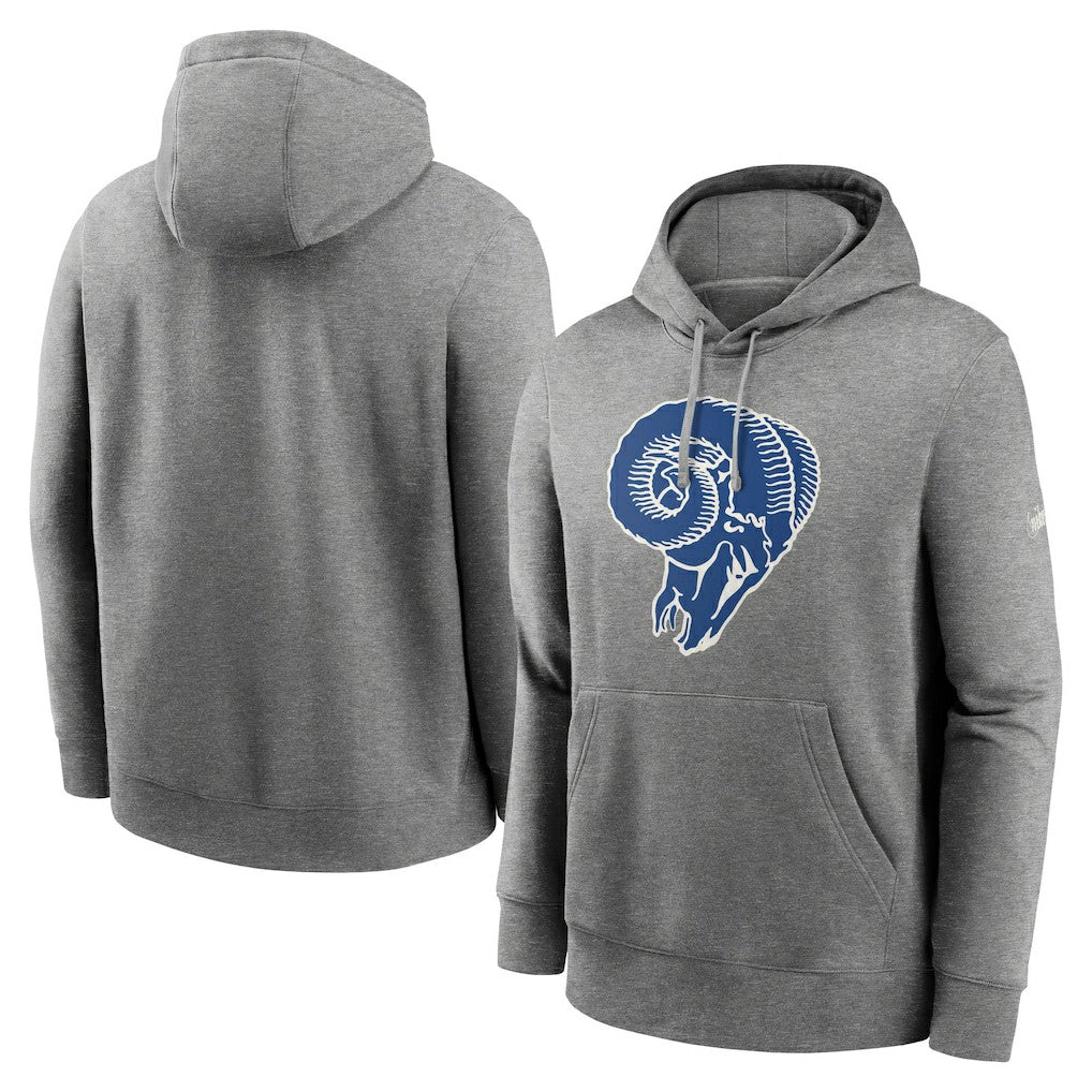 Nike Los Angeles Rams Rewind Club Fleece Pullover Hoodie Heathered Gray