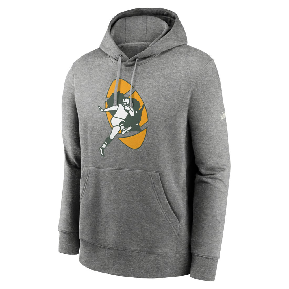 Nike Green Bay Packers Rewind Club Fleece Pullover Hoodie Heathered Gray