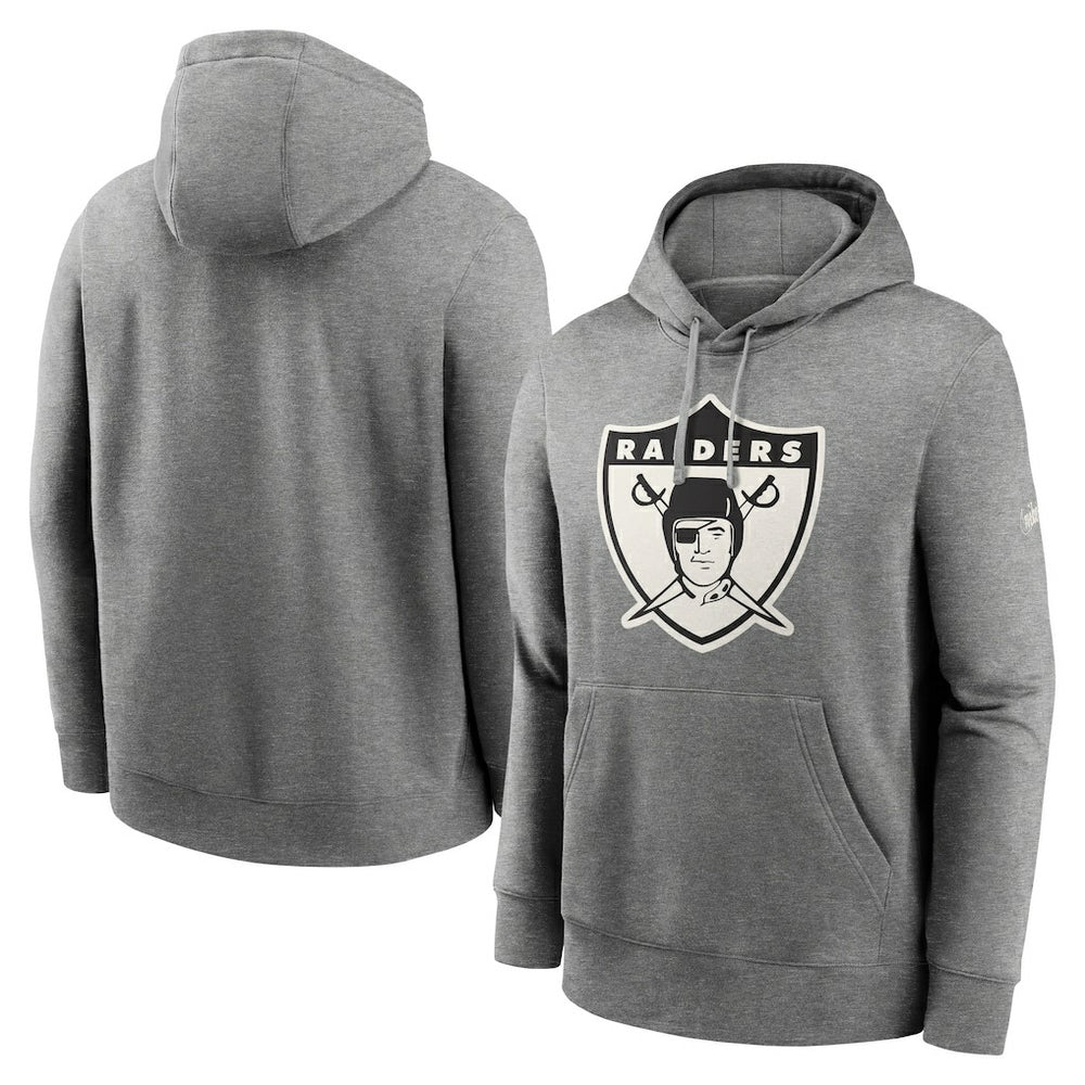 Nike Oakland Raiders Rewind Club Fleece Pullover Hoodie Heathered Gray