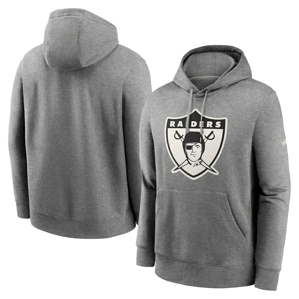 Nike Oakland Raiders Rewind Club Fleece Pullover Hoodie Heathered Gray
