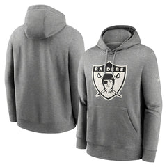 Nike Oakland Raiders Rewind Club Fleece Pullover Hoodie Heathered Gray