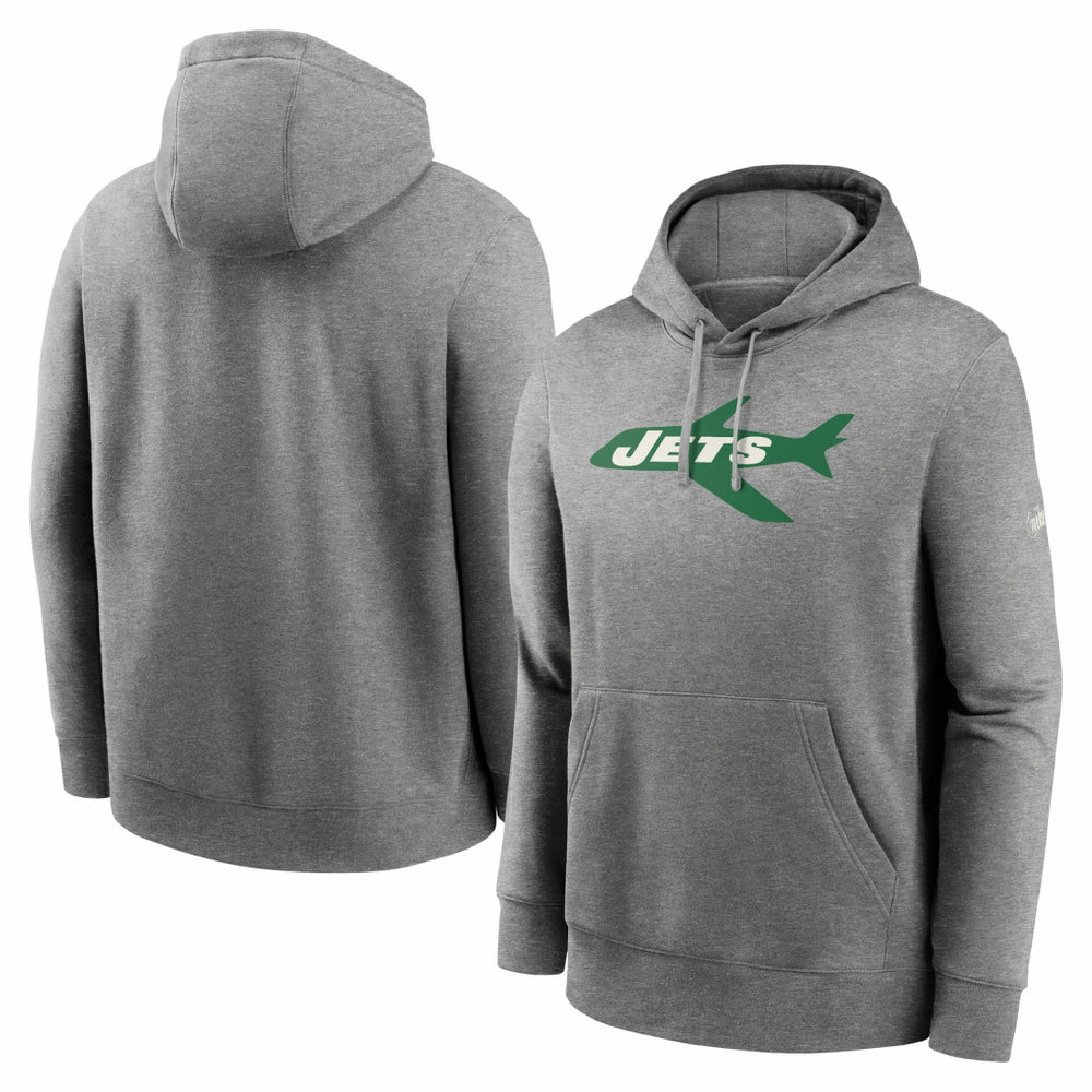 Nike New York Jets Rewind Club Fleece Pullover Hoodie Heathered Gray