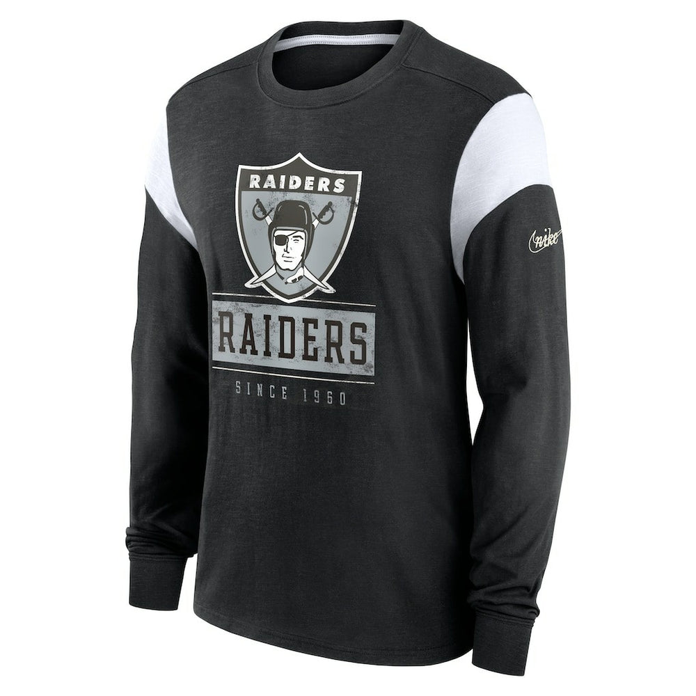 Nike Oakland Raiders Rewind Playback Helmet Long Sleeve T-Shirt Heather Black