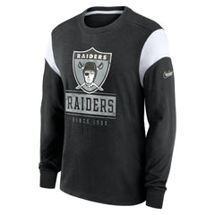 Nike Oakland Raiders Rewind Playback Helmet Long Sleeve T-Shirt Heather Black