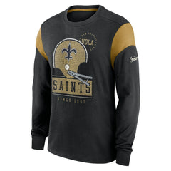 Nike New Orleans Saints Rewind Playback Helmet Long Sleeve T-Shirt Heather Black