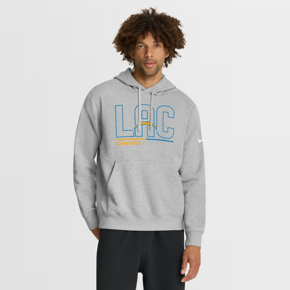 Nike Los Angeles Chargers City Code Club Fleece Pullover Hoodie Heathered Gray