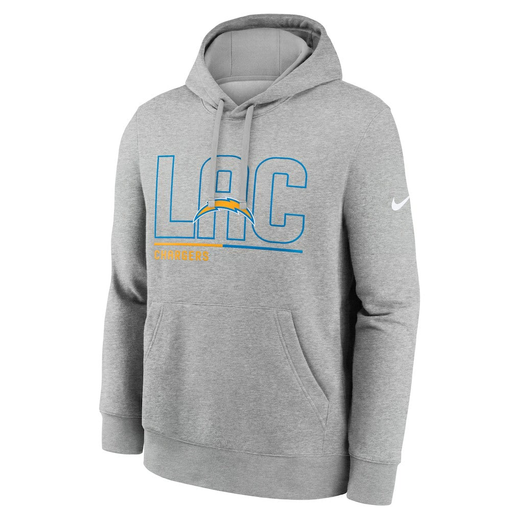 Nike Los Angeles Chargers City Code Club Fleece Pullover Hoodie Heathered Gray
