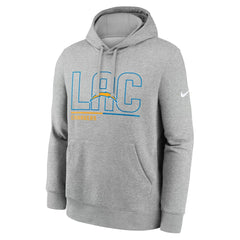 Nike Los Angeles Chargers City Code Club Fleece Pullover Hoodie Heathered Gray