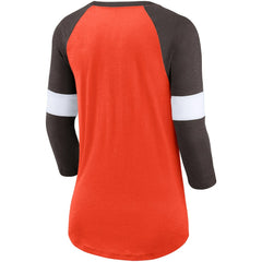 Nike Cleveland Browns Women's Football Pride Slub 3/4 Raglan Sleeve T-Shirt Heathered Orange/Brown