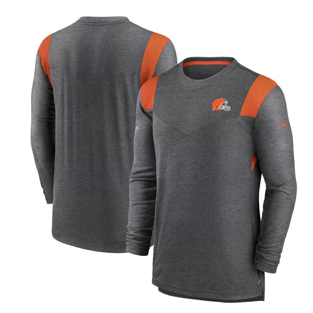Nike Cleveland Browns Sideline Tonal Logo Performance Player Long Sleeve T-Shirt Charcoal
