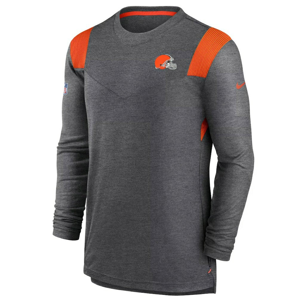 Nike Cleveland Browns Sideline Tonal Logo Performance Player Long Sleeve T-Shirt Charcoal