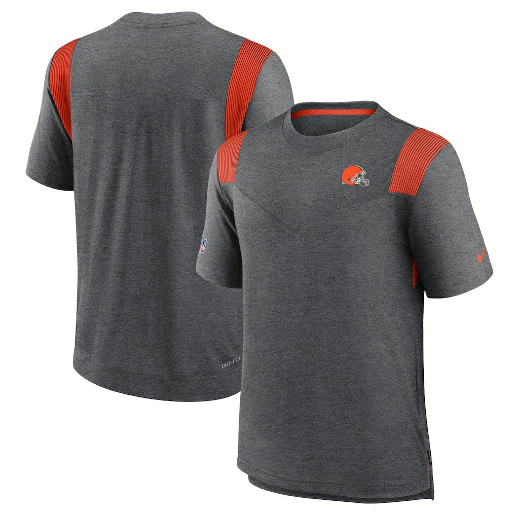 Nike Cleveland Browns Sideline Tonal Logo Performance Player T-Shirt Heather Charcoal