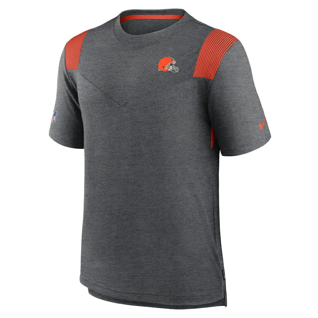 Nike Cleveland Browns Sideline Tonal Logo Performance Player T-Shirt Heather Charcoal