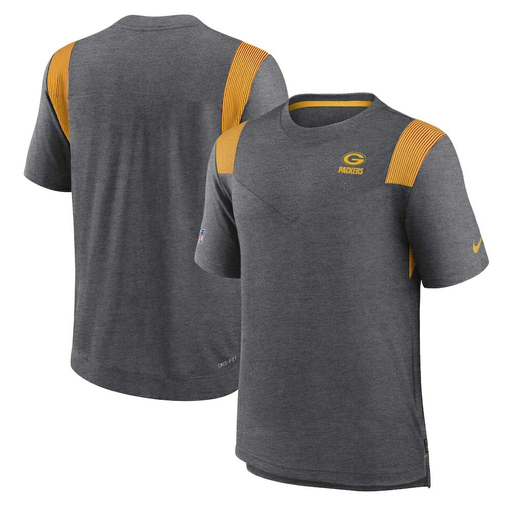 Nike Green Bay Packers Sideline Tonal Logo Performance Player T-Shirt Heather Charcoal