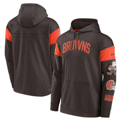 Nike Cleveland Browns Brownie The Elf Sideline Athletic Arch Jersey Performance Pullover Hoodie Brown