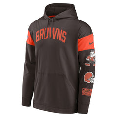 Nike Cleveland Browns Brownie The Elf Sideline Athletic Arch Jersey Performance Pullover Hoodie Brown