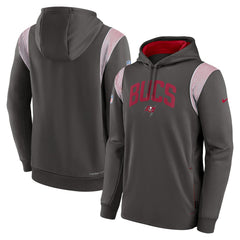 Nike Tampa Bay Buccaneers Sideline Athletic Stack Performance Pullover Hoodie Pewter